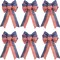 6-Pack Patriotic Bows for Wreaths – 4th of July Decorations, Red, Beige & Blue Star Burlap Bows (8x12.5 Inches) for Independence Day, Memorial Day & Veterans Day